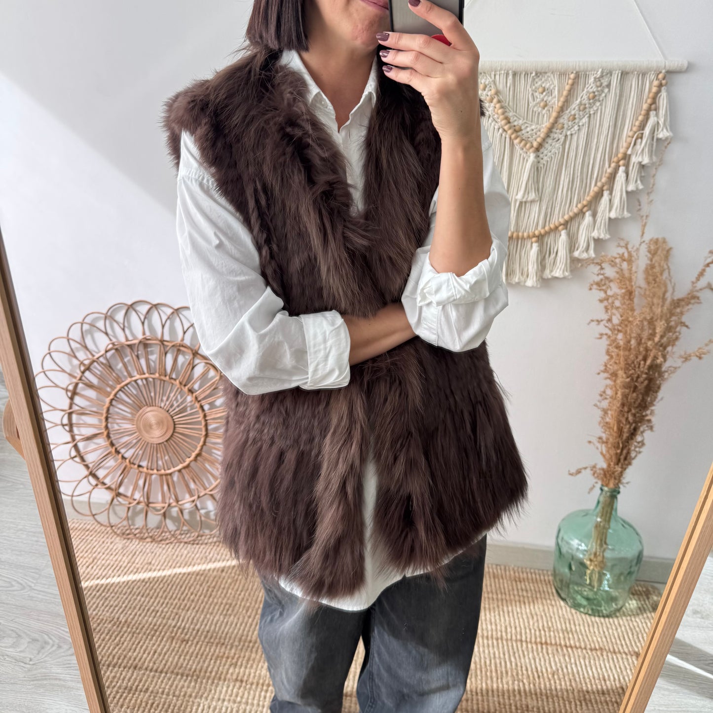 Chaleco de pelo natural marrón