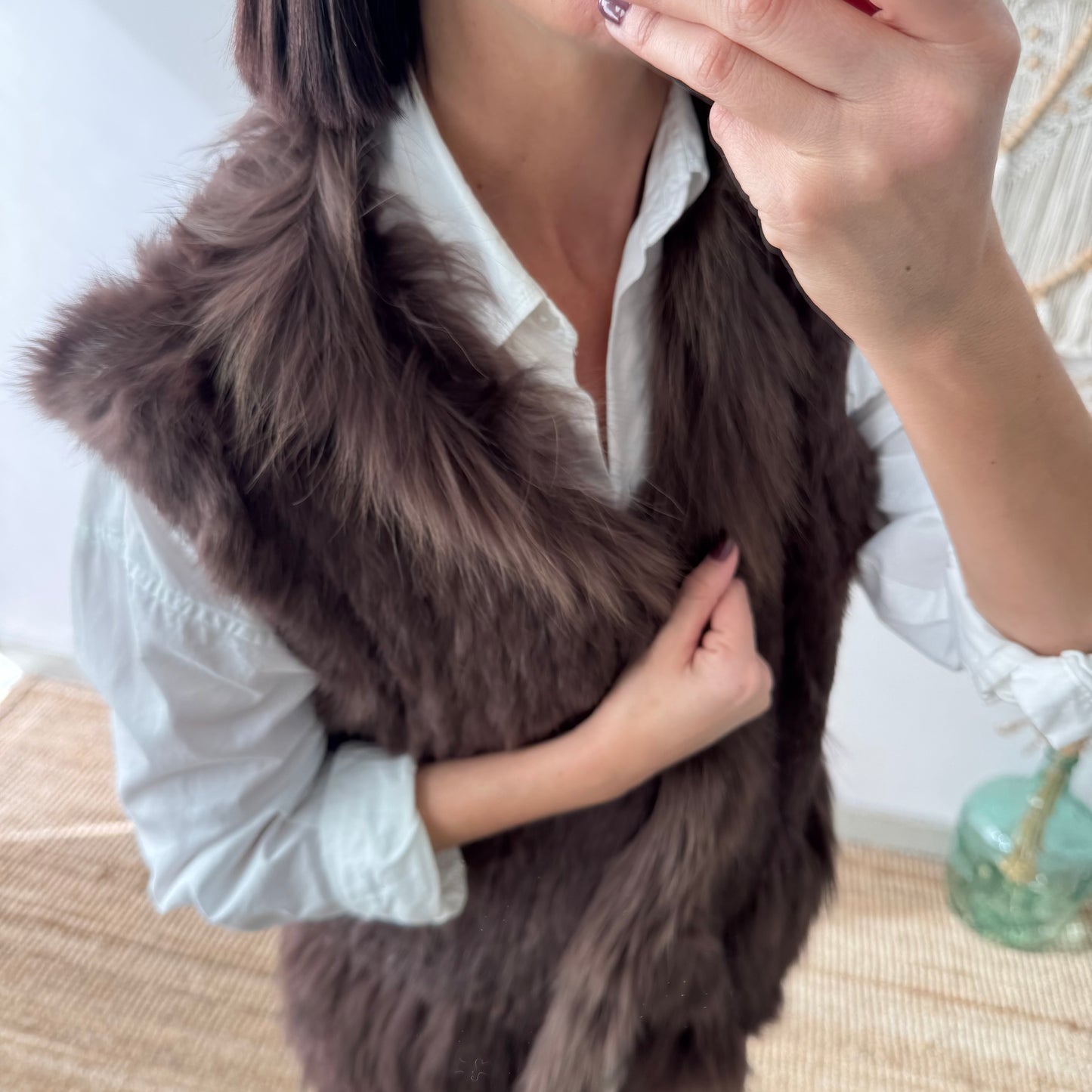 Chaleco de pelo natural marrón