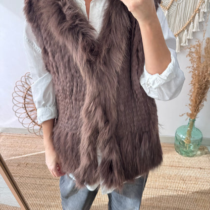 Chaleco de pelo natural marrón