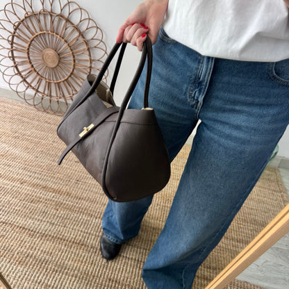 Bolso shopping piel marrón mediano