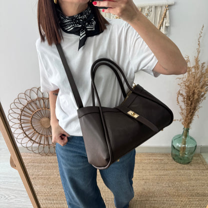 Bolso shopping piel marrón mediano