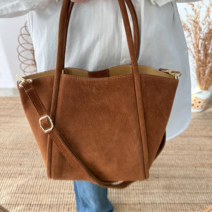 Bolso serraje camel asas