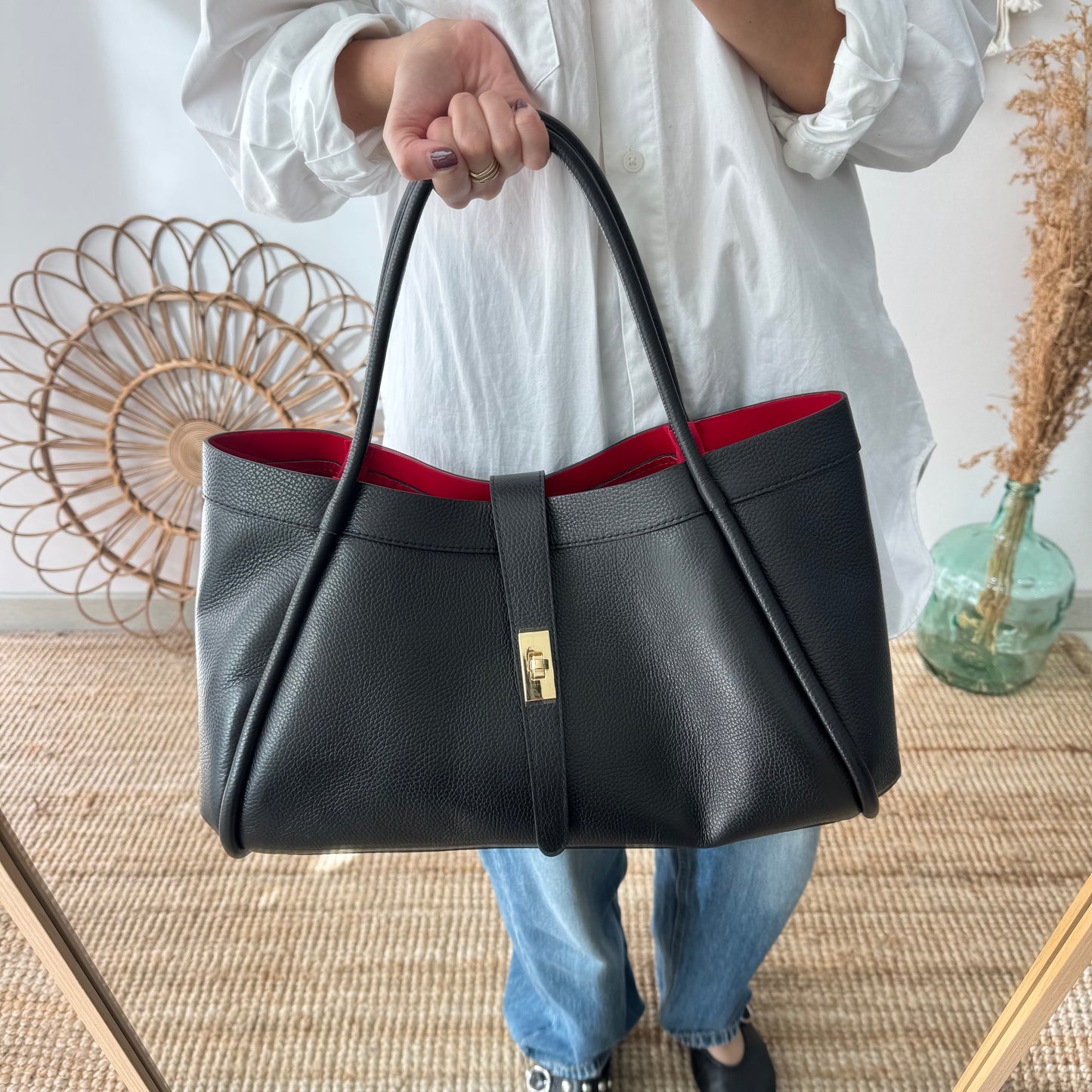 Bolso shopping piel negro