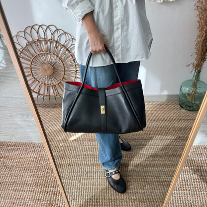 Bolso shopping piel negro