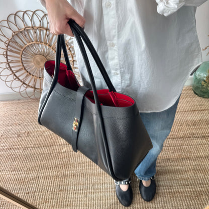 Bolso shopping piel negro