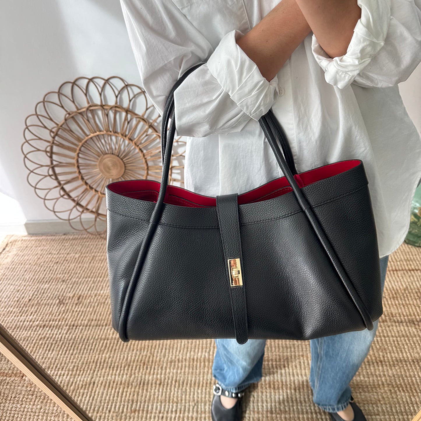 Bolso shopping piel negro