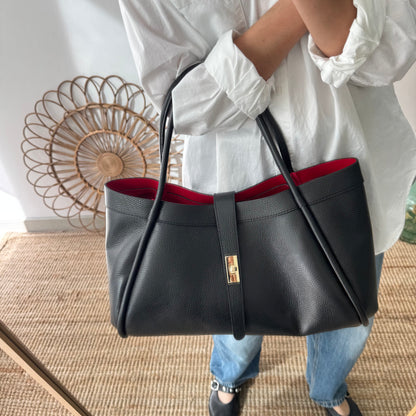 Bolso shopping piel negro