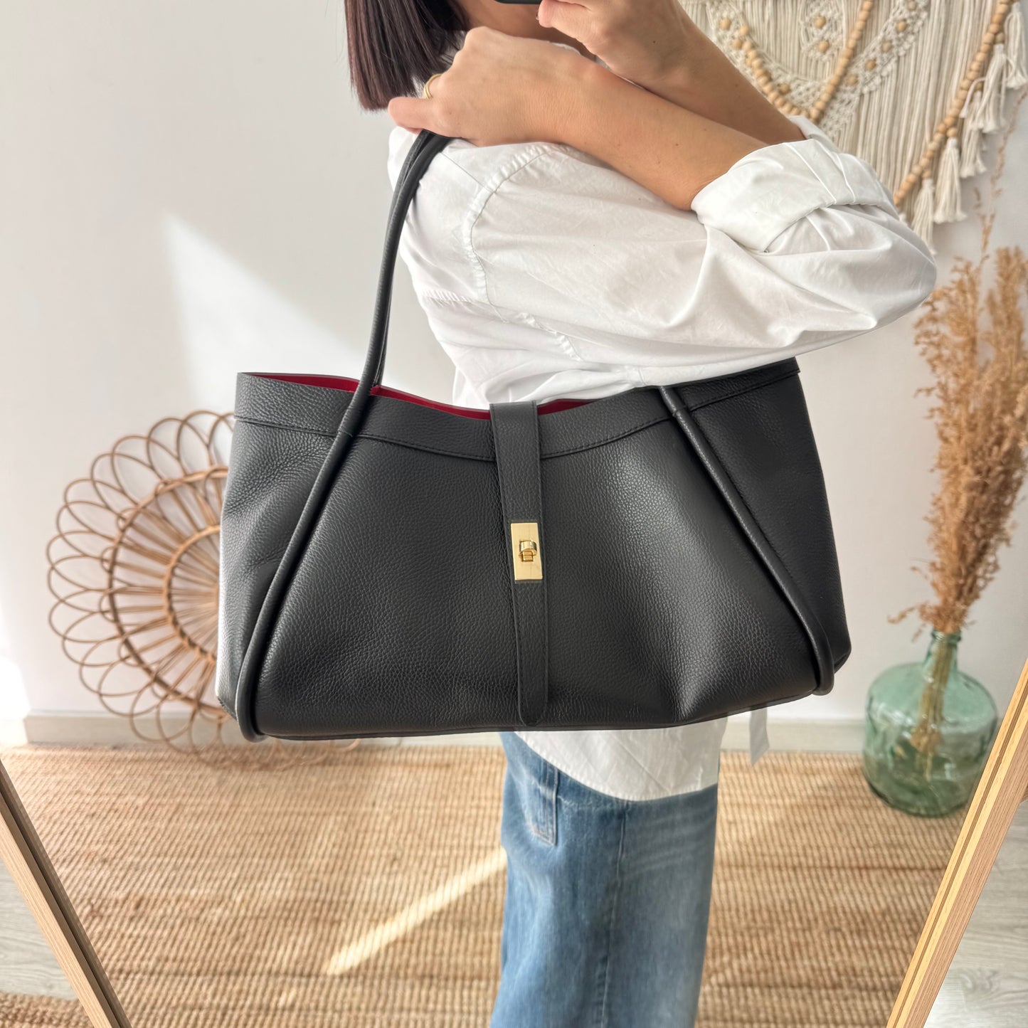 Bolso shopping piel negro