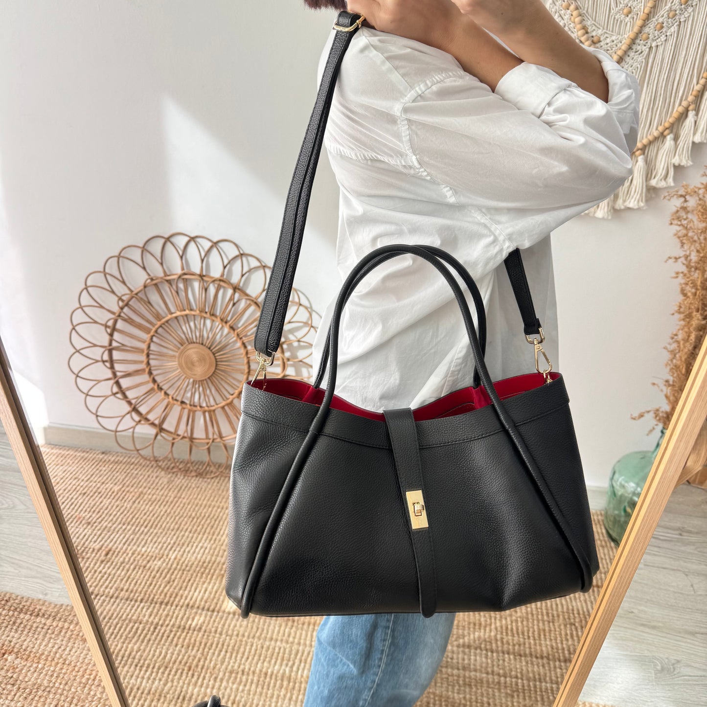 Bolso shopping piel negro