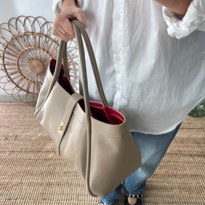 Bolso shopping piel taupe