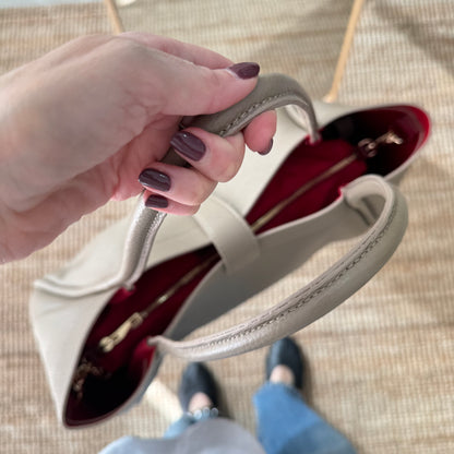 Bolso shopping piel taupe