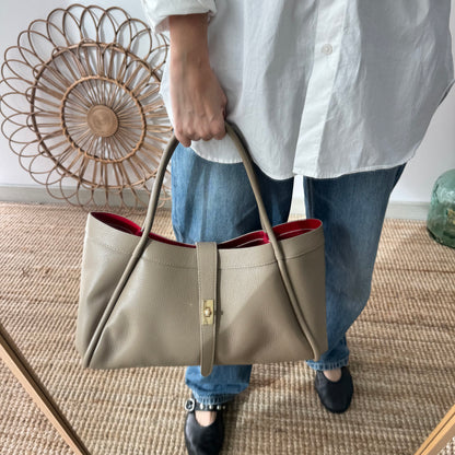 Bolso shopping piel taupe