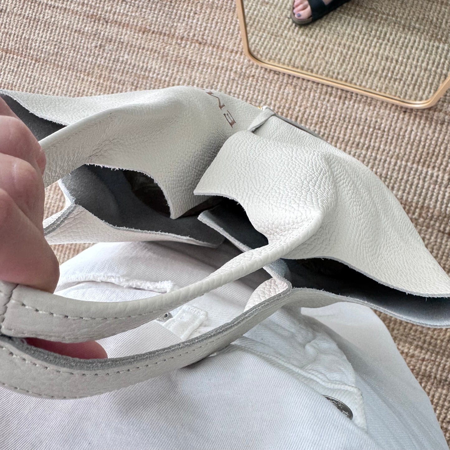Bolso Tote piel beige con monedero