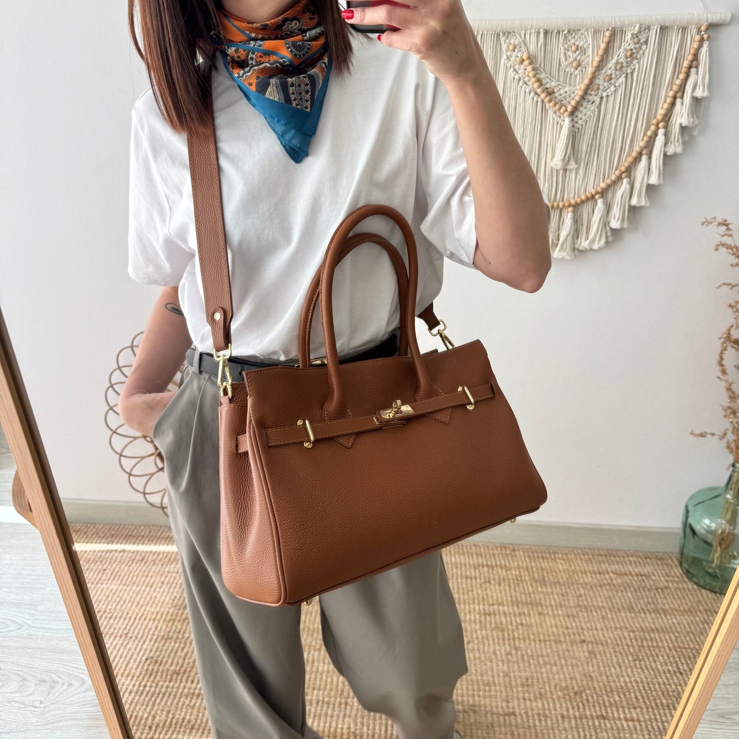Bolso shopper camel cierre dorado - Bubbleshopbcn