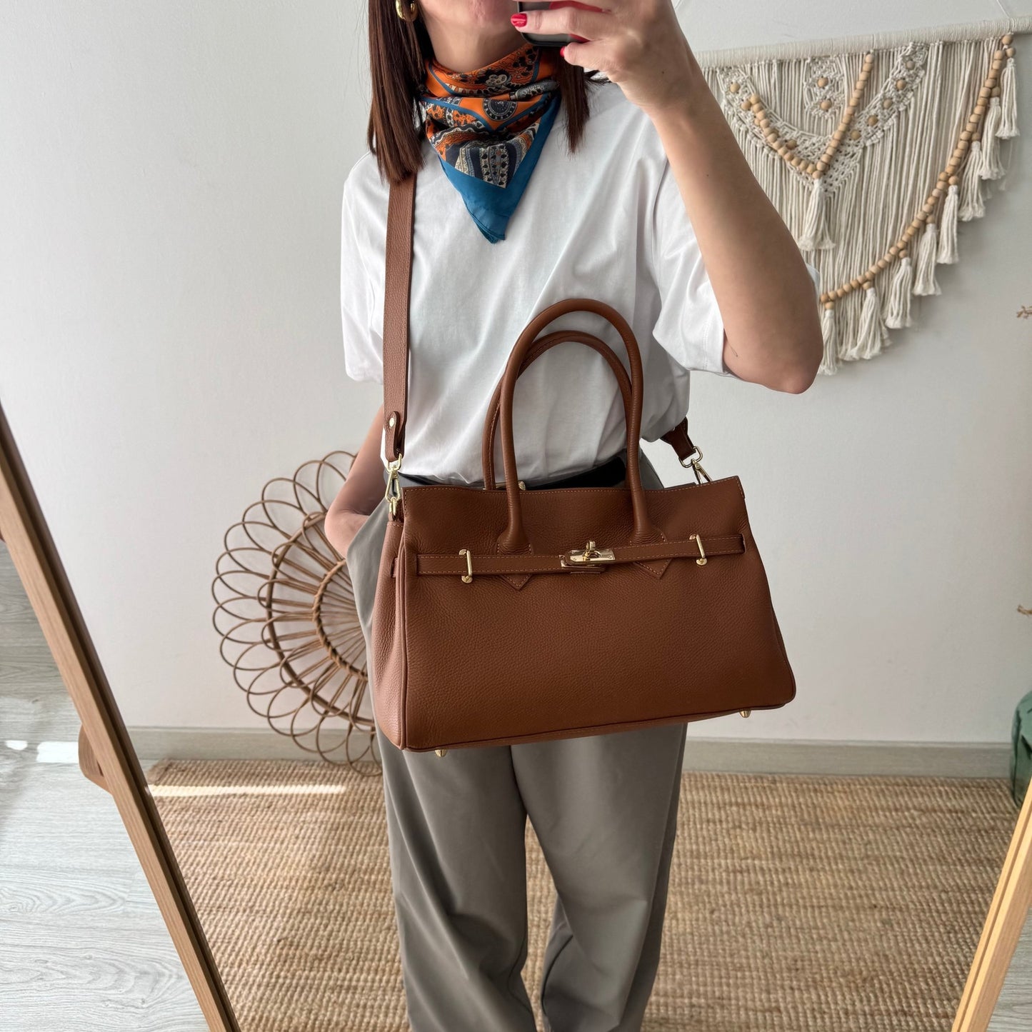 Bolso shopper camel cierre dorado - Bubbleshopbcn