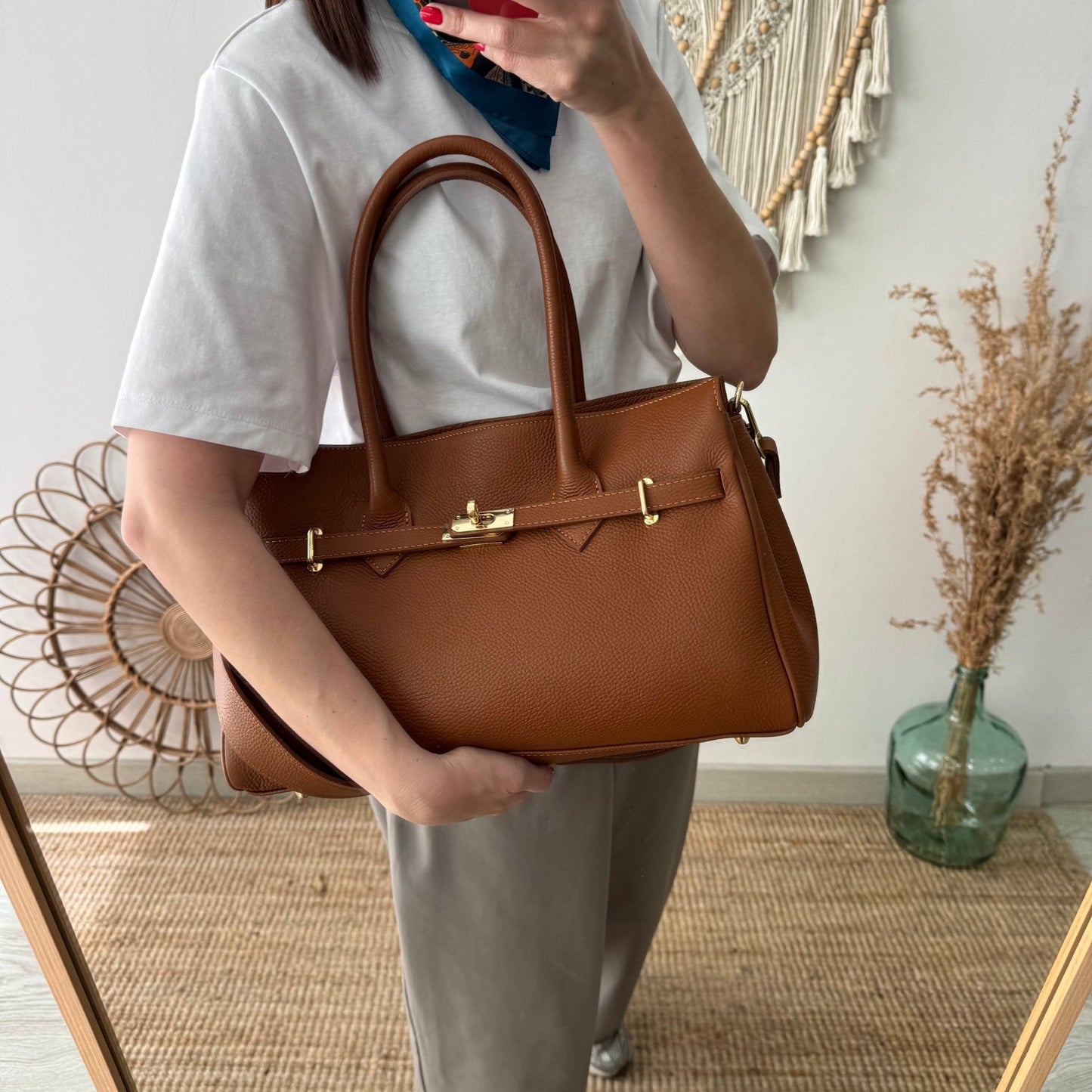 Bolso shopper camel cierre dorado - Bubbleshopbcn