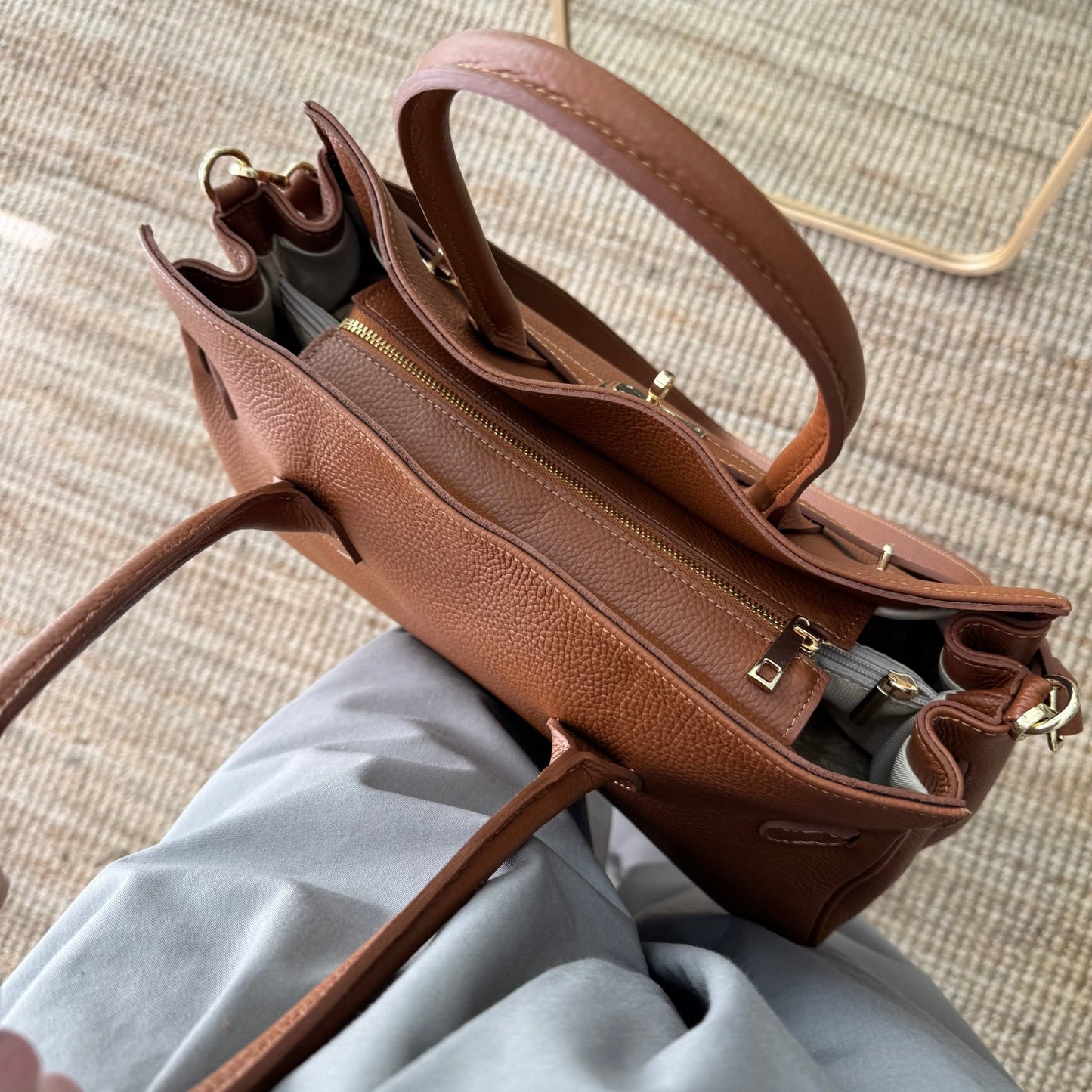 Bolso shopper camel cierre dorado - Bubbleshopbcn