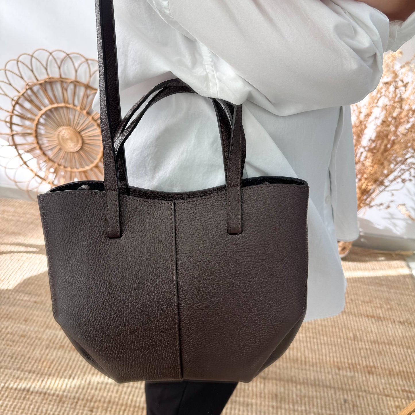 Bolso tote piel marron