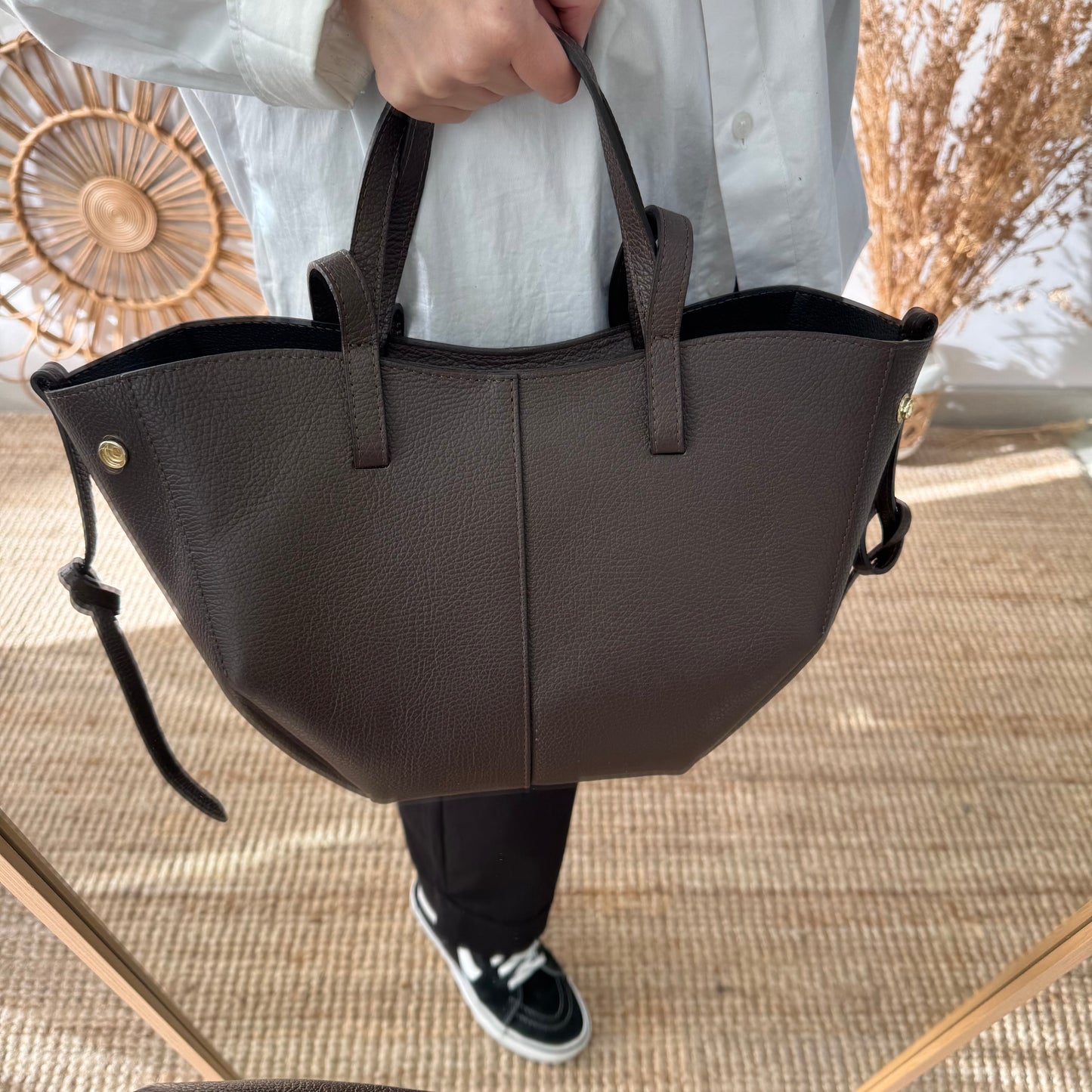 Bolso tote piel marron