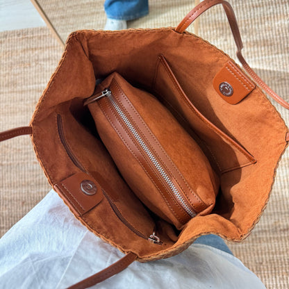 Bolso en piel trenzada camel