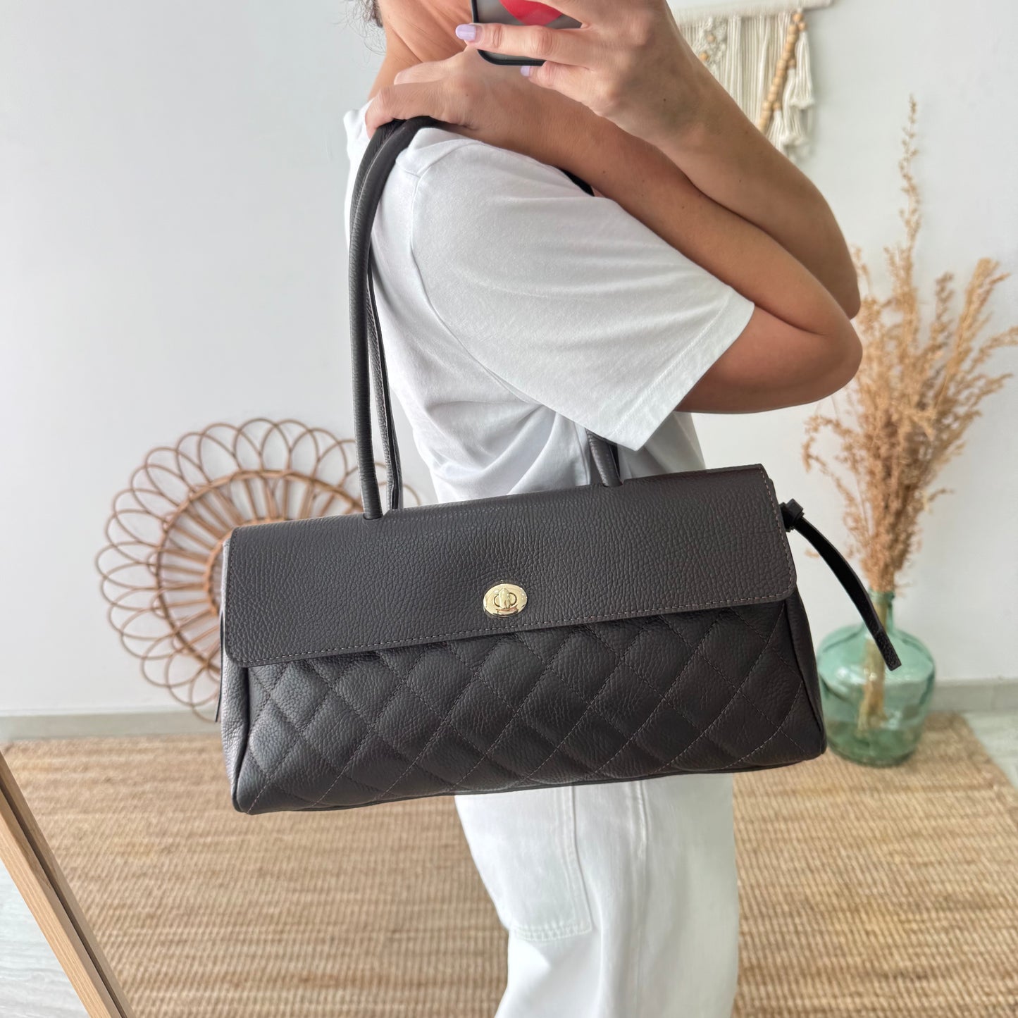 Bolso baguette marrón