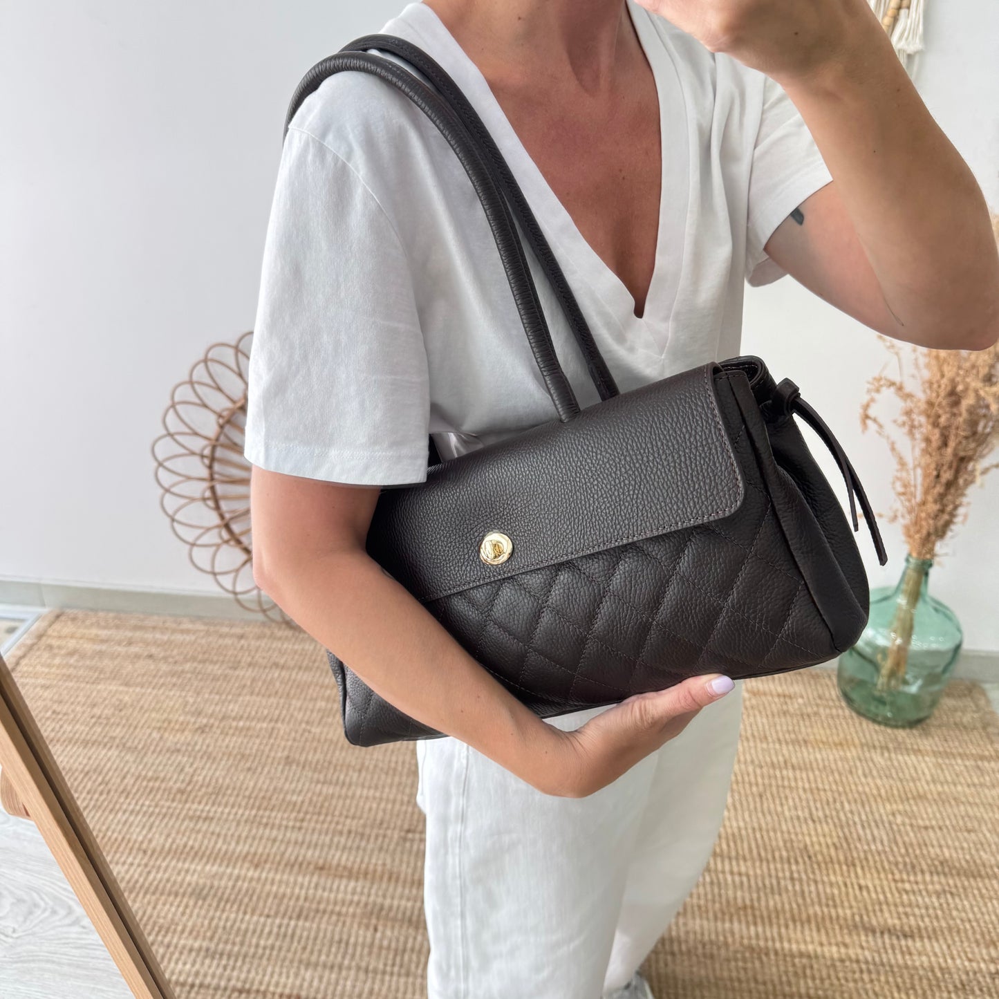 Bolso baguette marrón