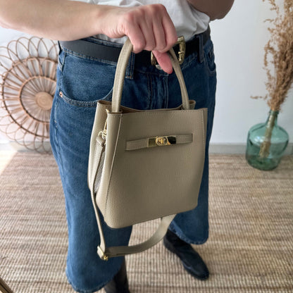 Mini tote trapecio taupe - Bubbleshopbcn