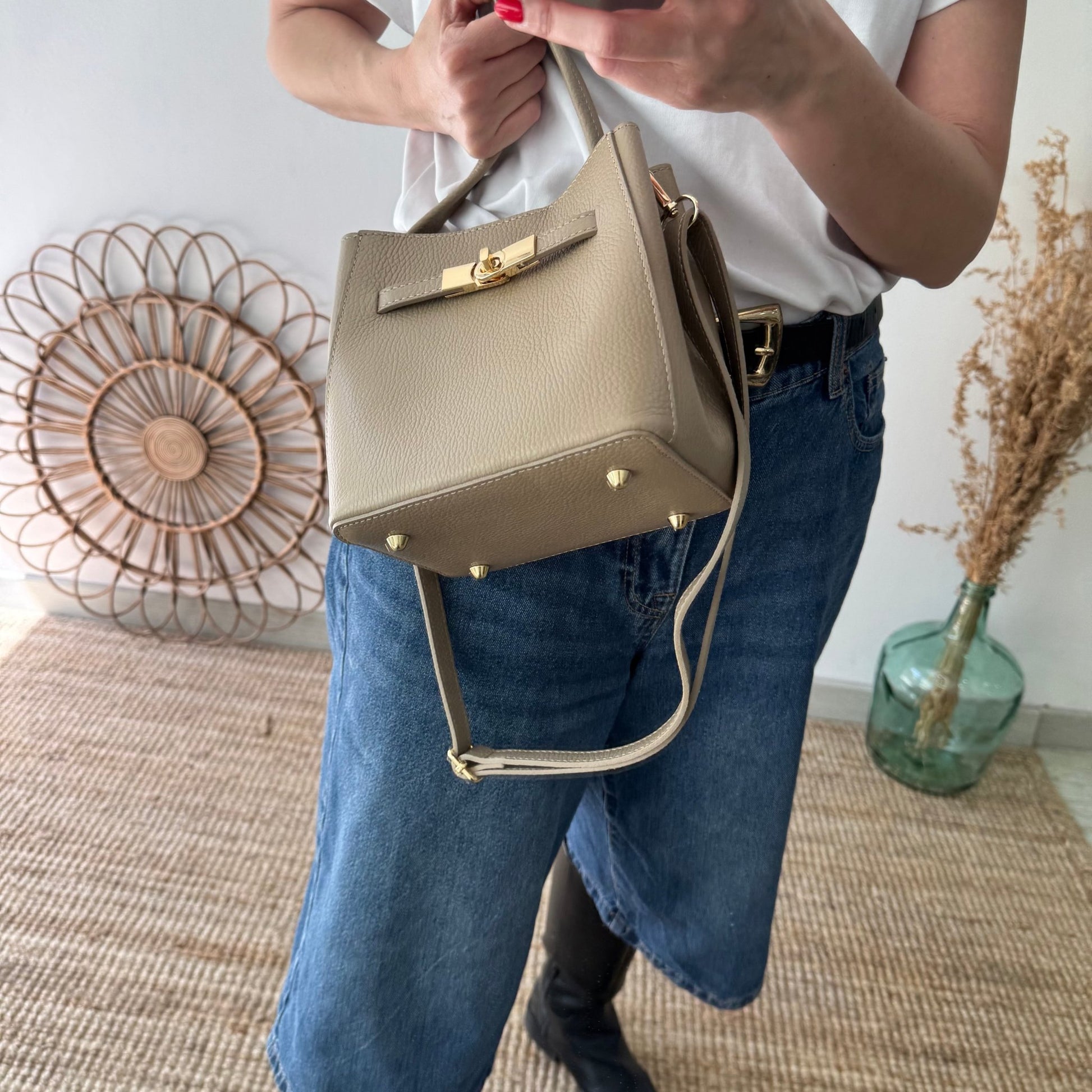 Mini tote trapecio taupe - Bubbleshopbcn