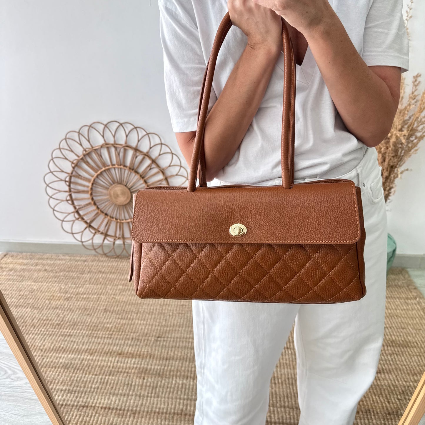 Bolso baguette camel