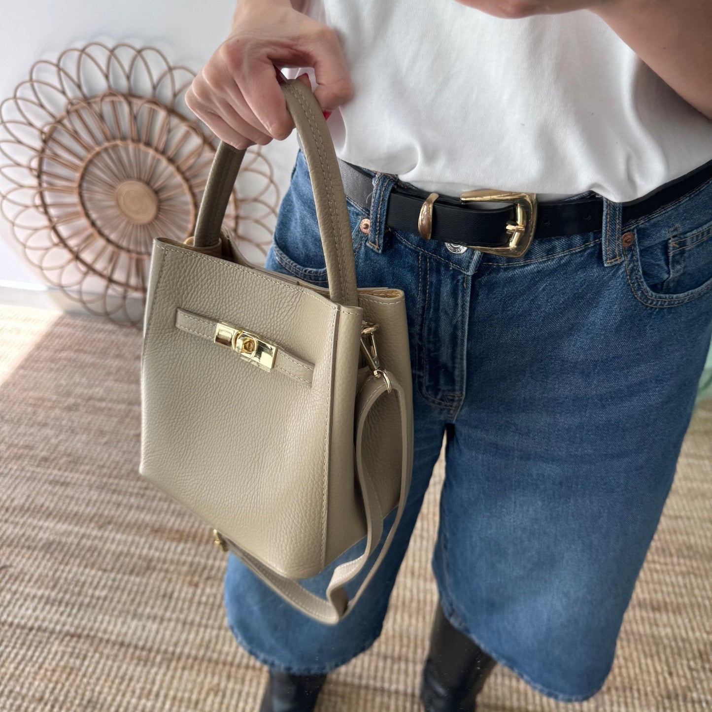Mini tote trapecio taupe - Bubbleshopbcn