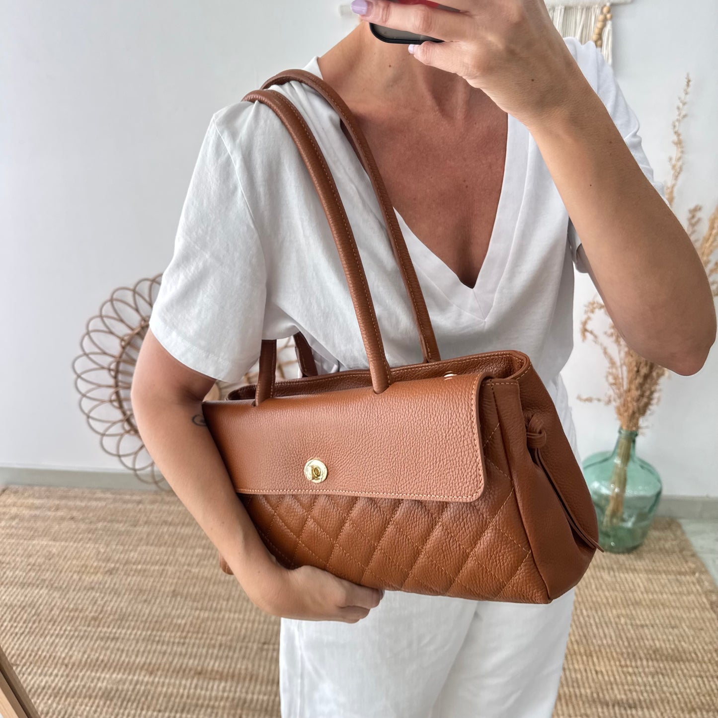 Bolso baguette camel