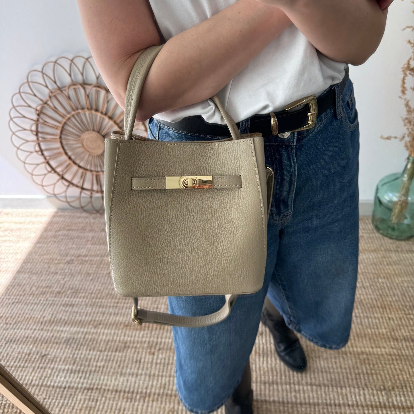 Mini tote trapecio taupe - Bubbleshopbcn