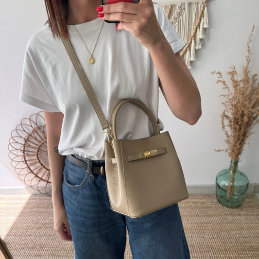 Mini tote trapecio taupe - Bubbleshopbcn