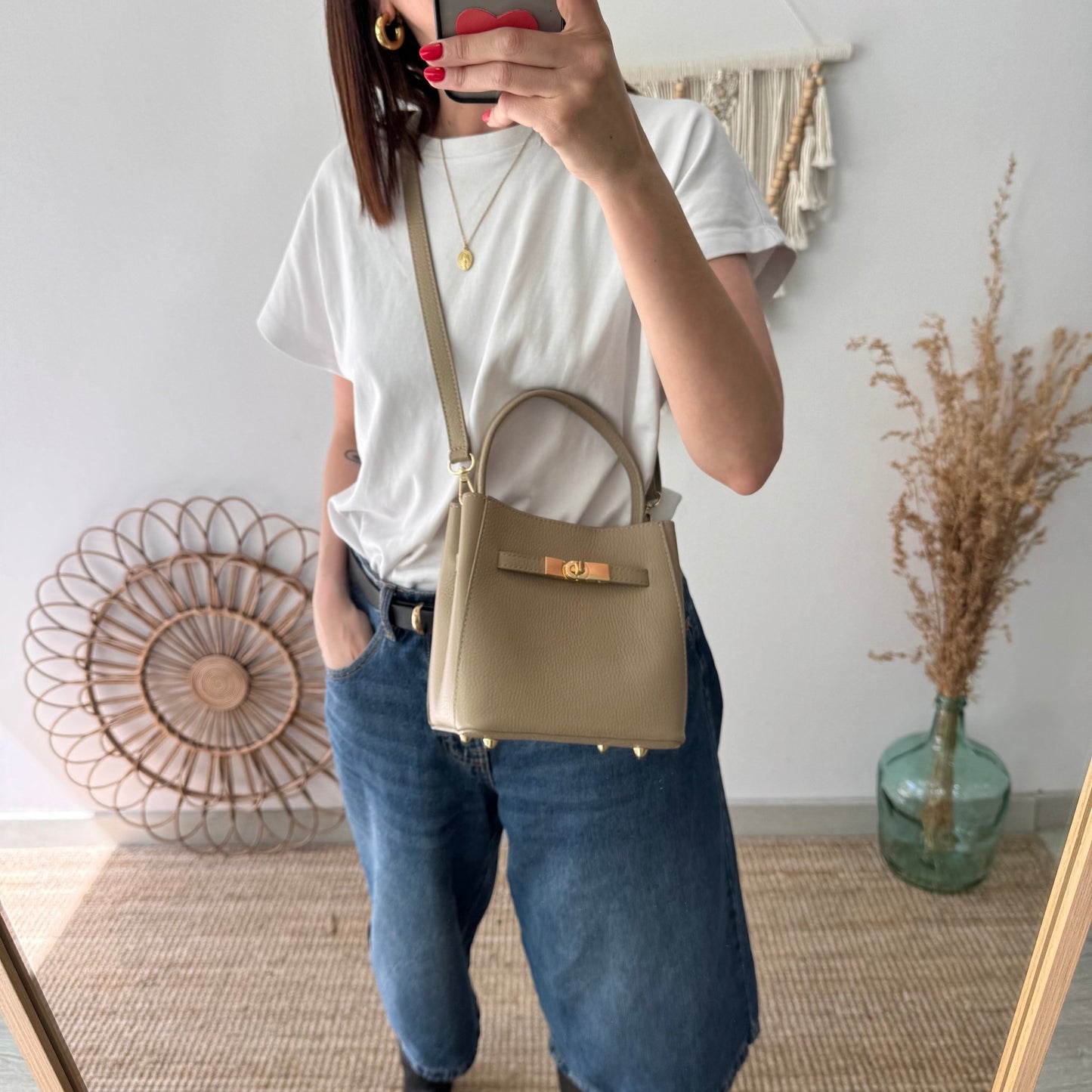 Mini tote trapecio taupe - Bubbleshopbcn