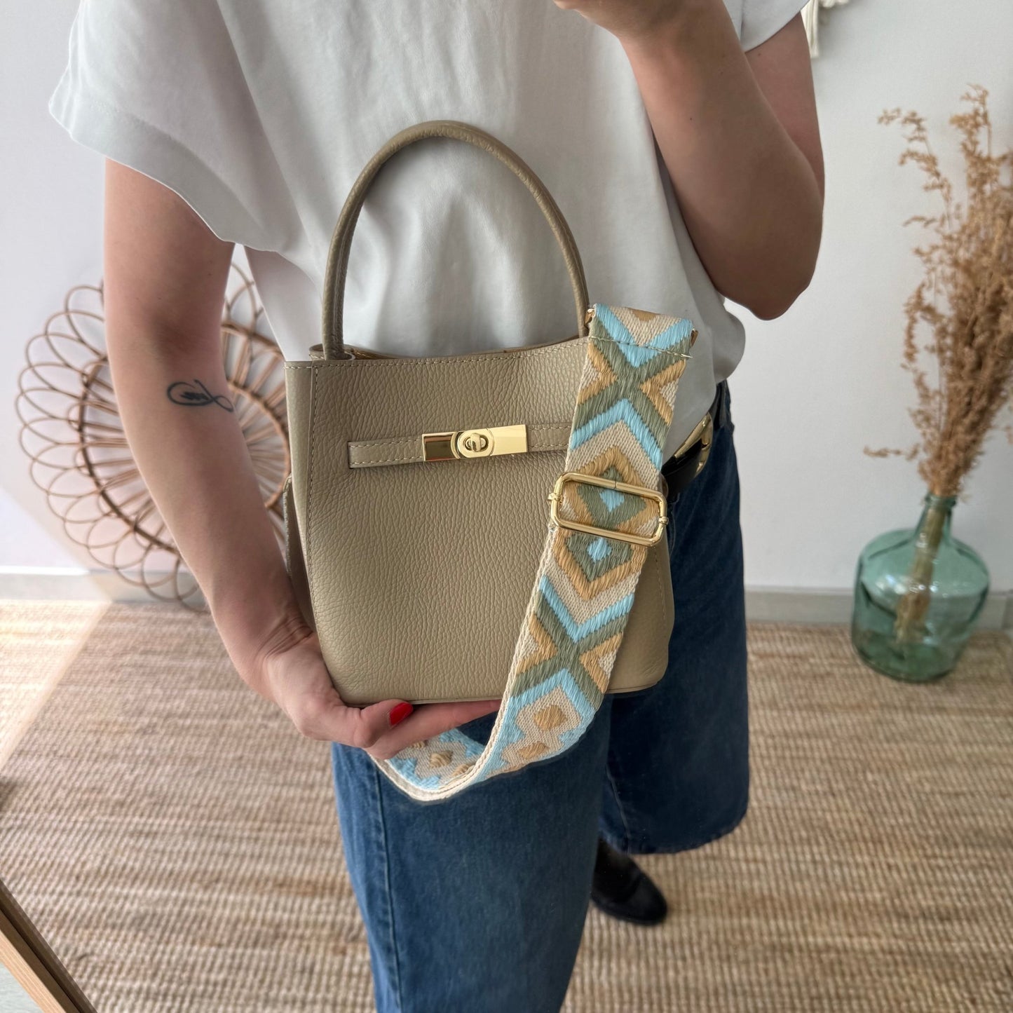 Mini tote trapecio taupe - Bubbleshopbcn