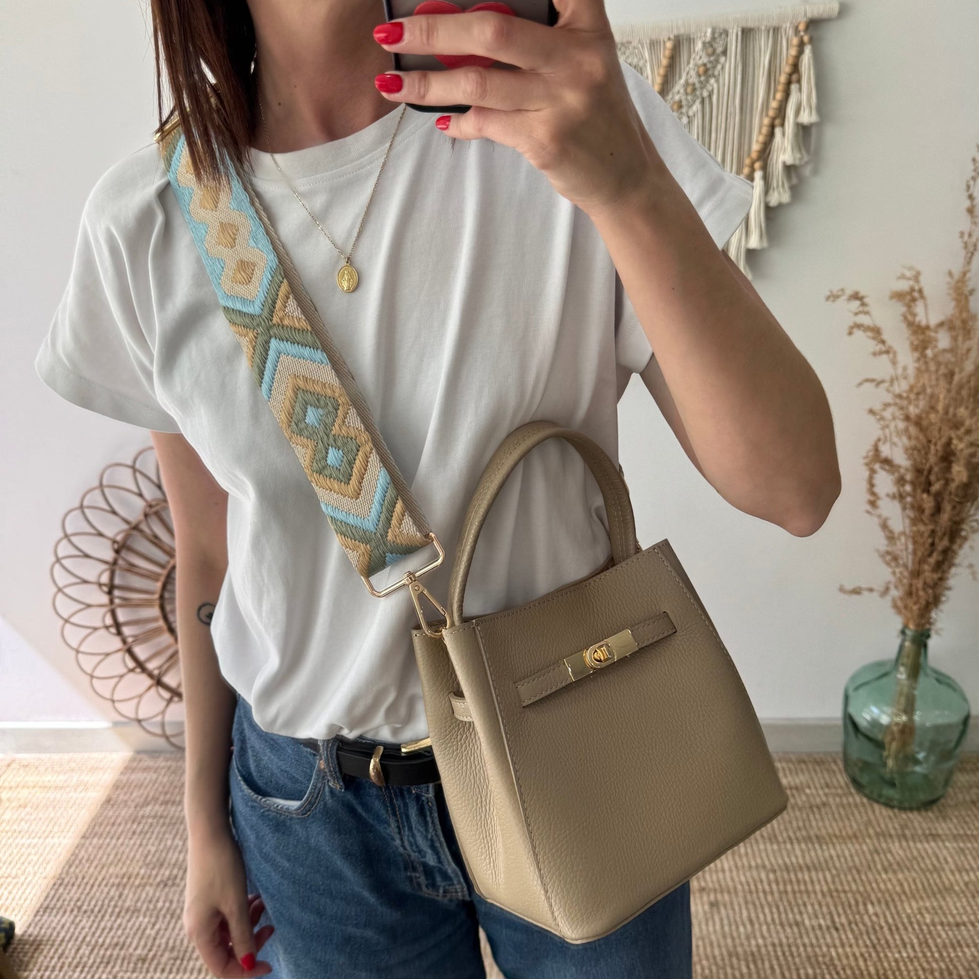 Mini tote trapecio taupe - Bubbleshopbcn
