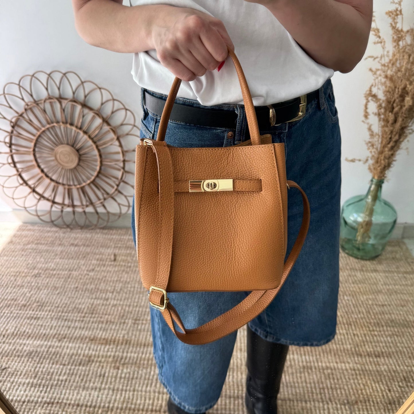 Mini tote trapecio camel - Bubbleshopbcn