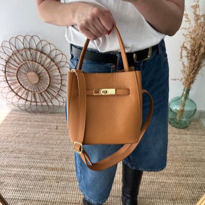 Mini tote trapecio camel - Bubbleshopbcn