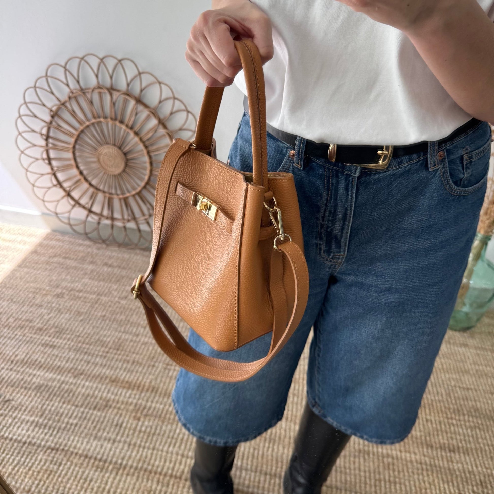 Mini tote trapecio camel - Bubbleshopbcn