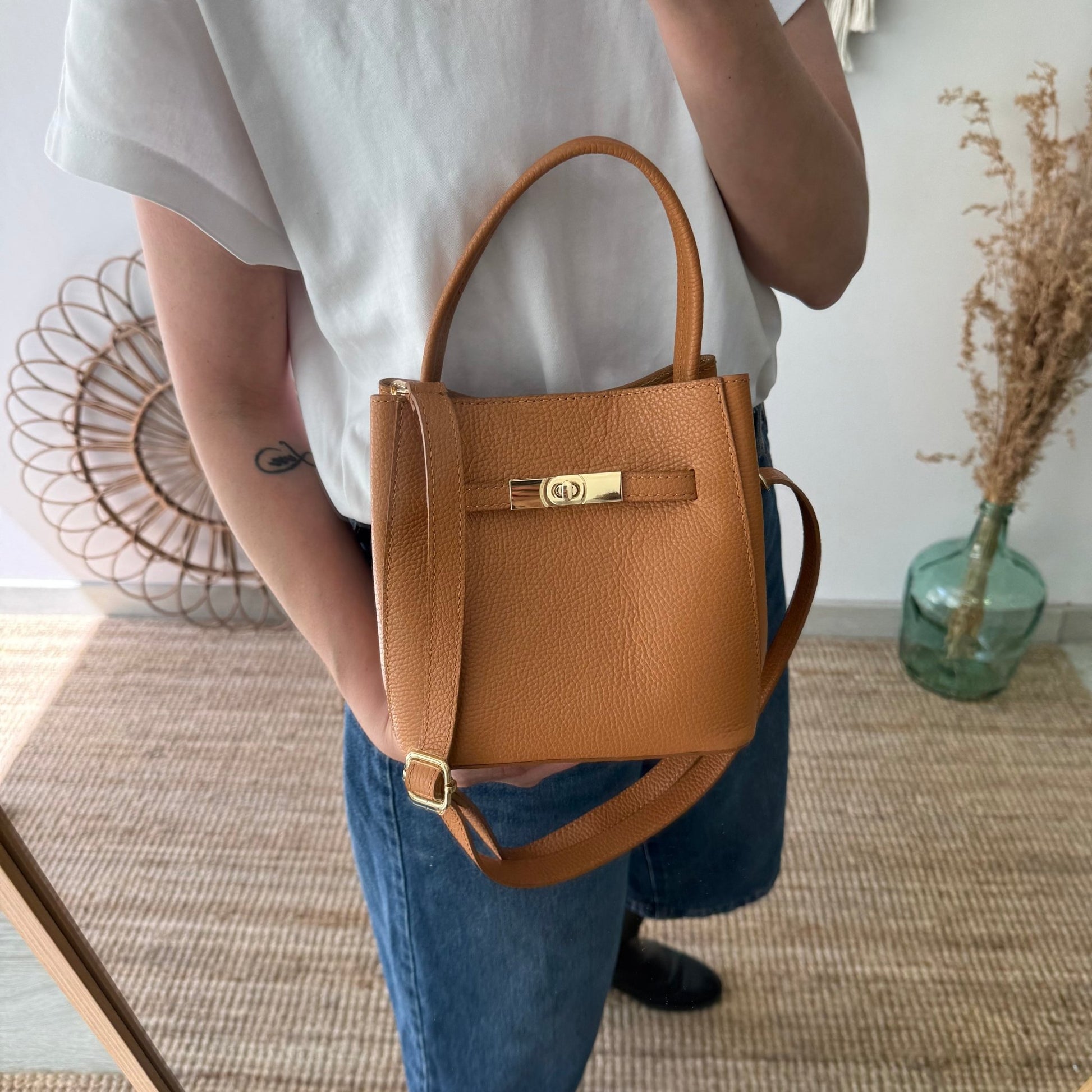 Mini tote trapecio camel - Bubbleshopbcn