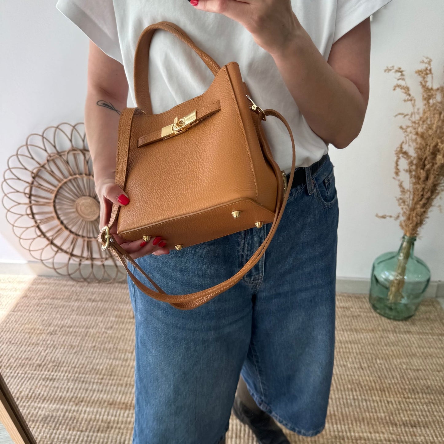 Mini tote trapecio camel - Bubbleshopbcn