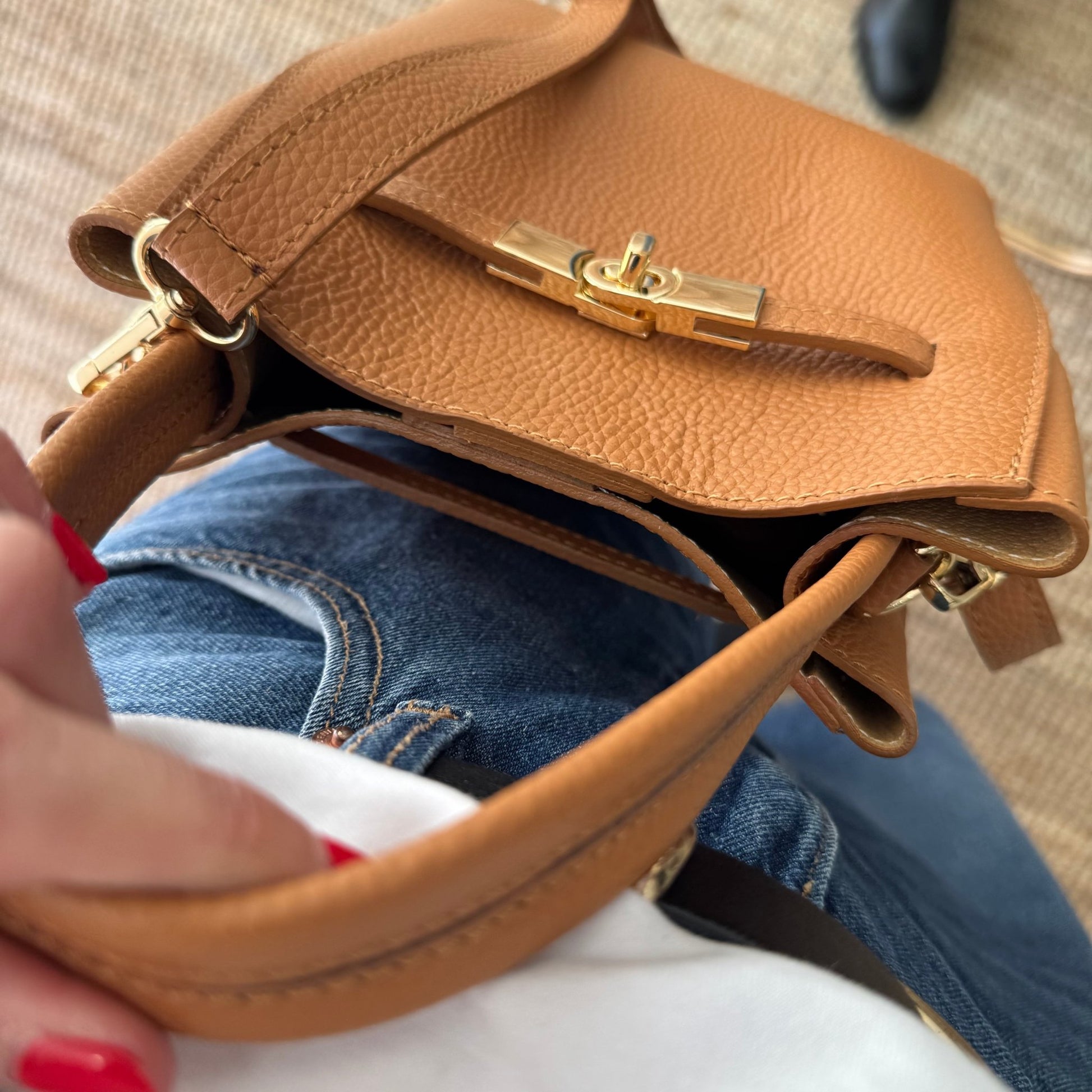 Mini tote trapecio camel - Bubbleshopbcn