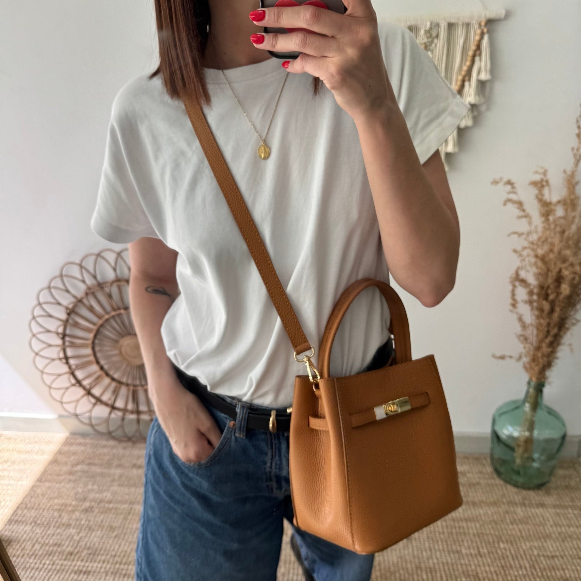 Mini tote trapecio camel - Bubbleshopbcn