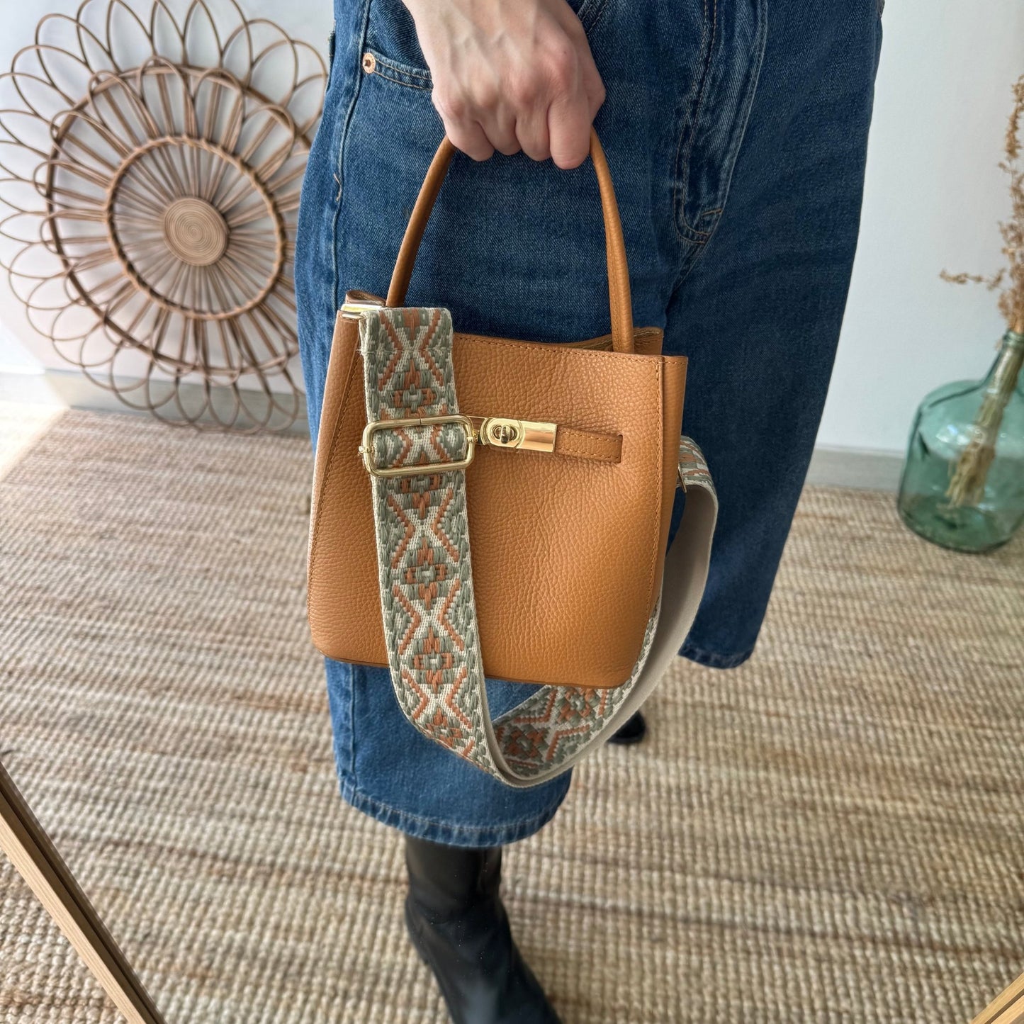 Mini tote trapecio camel - Bubbleshopbcn
