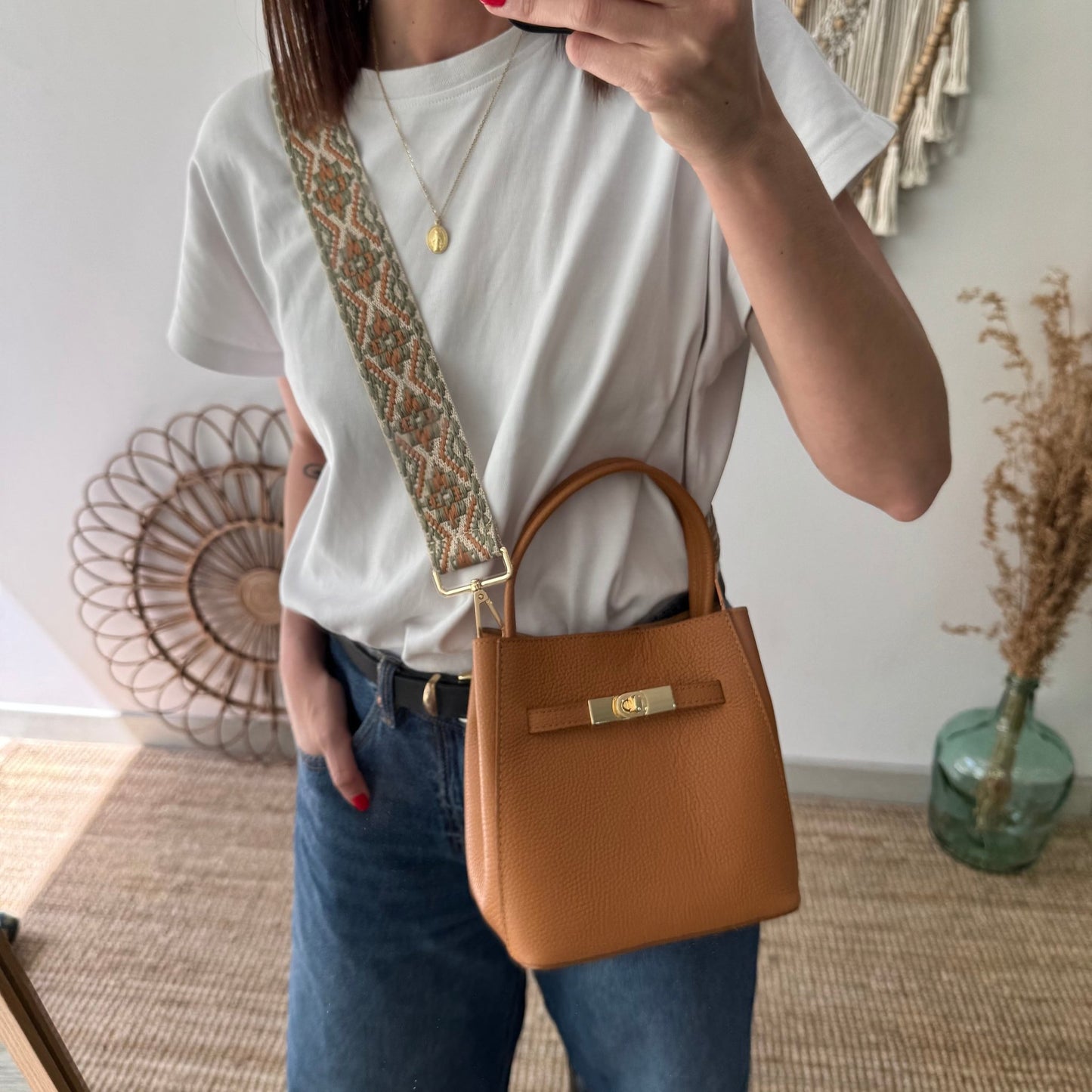 Mini tote trapecio camel - Bubbleshopbcn