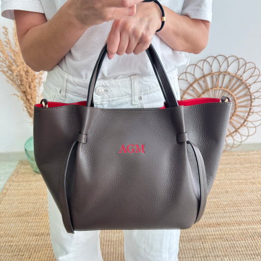 Bolso piel lazos marrón