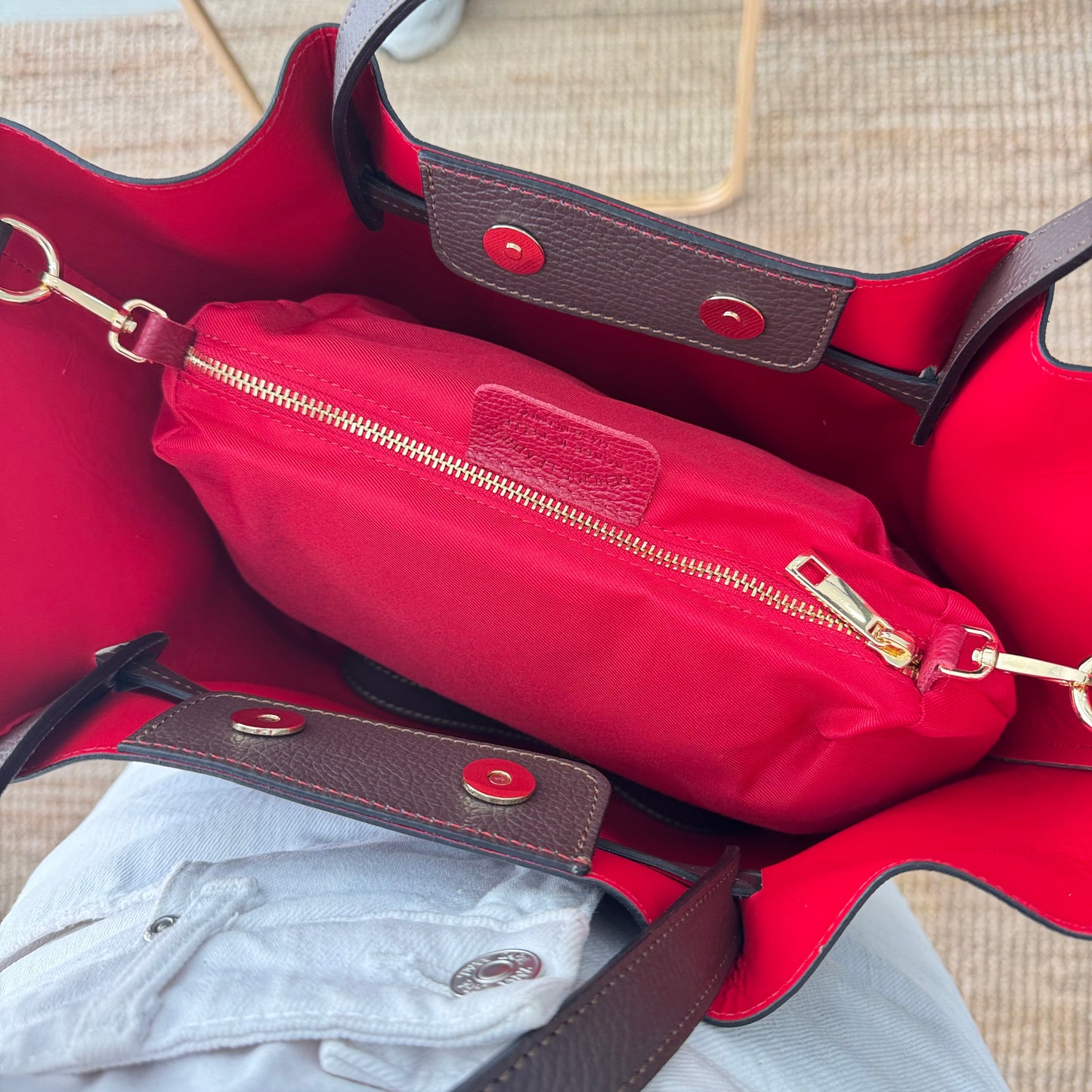 Bolso piel lazos marrón