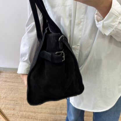 Bolso shopper hebillas serraje negro