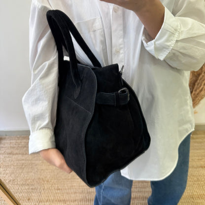 Bolso shopper hebillas serraje negro