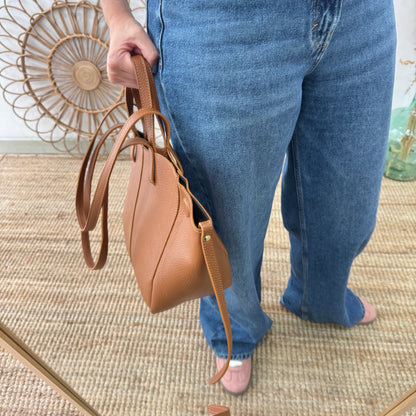 Bolso tote camel oscuro piel